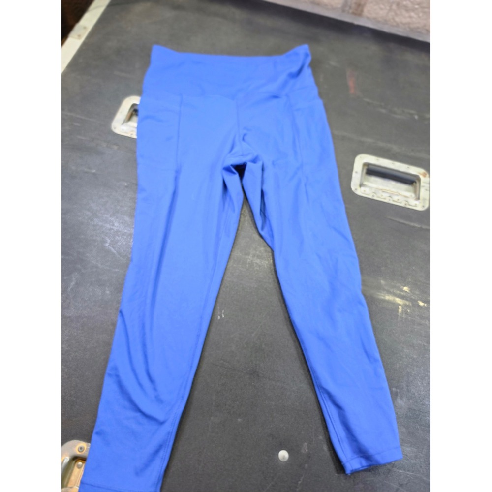 Danskin Womens Royal Blue High Waisted Athletic Leggings with Pockets Large